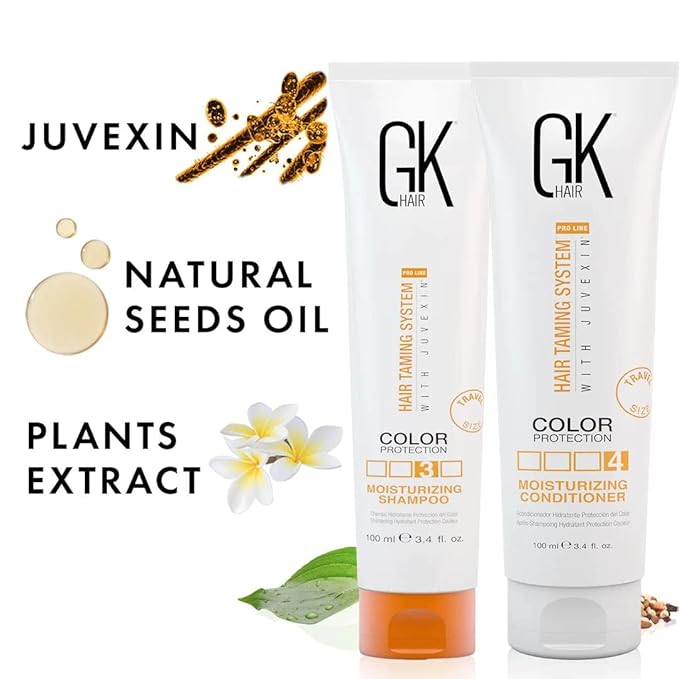GK Hair Global Keratin Moisturizing Shampoo And Conditioner 100ml With Deep Conditioner Masque 200G For Dry Frizzy Damaged &amp Chemically Treated Hair - Sulfate And Paraben Free