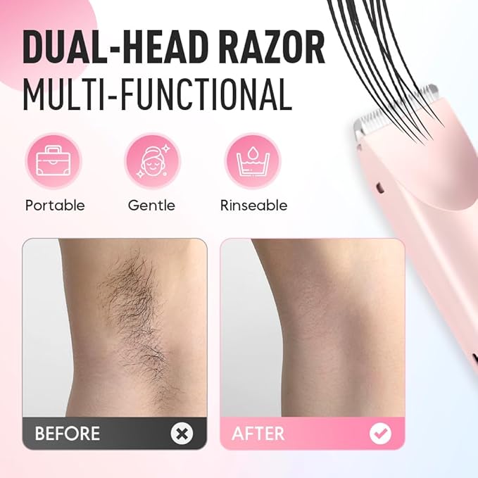 Kruggo Women's Shave Hair Remover 2025 New 2-in-1Rechargeable Eletctric Waterproof&ampEasy Women's Body Shaver for Facial Face Lip Chin Underarm Legs (Purple)