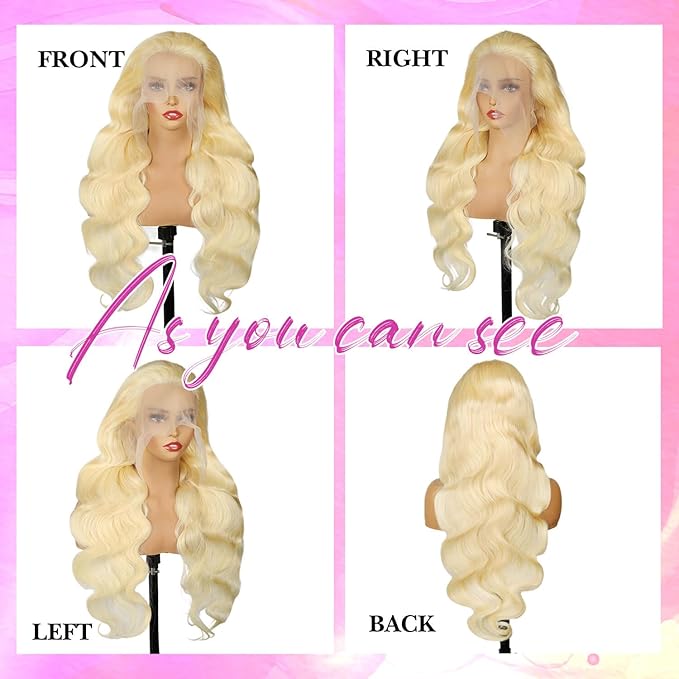 613 13x6 Lace Front Wig Human Hair 38 Inch Blonde Wig Human Hair 613 HD Lace Frontal Wig 13x6 200 Density Body Wave Blonde Lace Front Wigs for Women Pre Plucked with Baby Hair