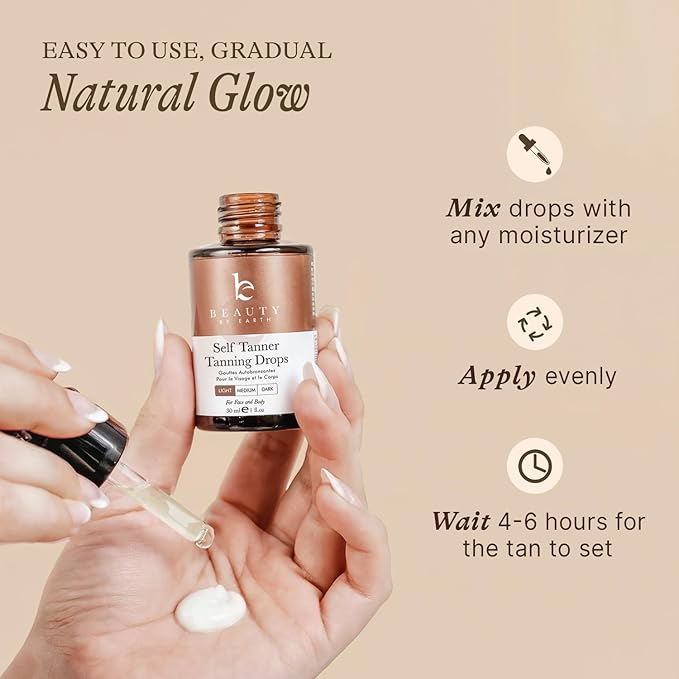 Self Tanning Drops for Face - USA Made with Organic &amp Natural Ingredients Bronzing Face Tanning Drops with Aloe Vera Non Toxic Self Tanner for Sunless Fake Tan &amp Natural Glow Cruelty &amp