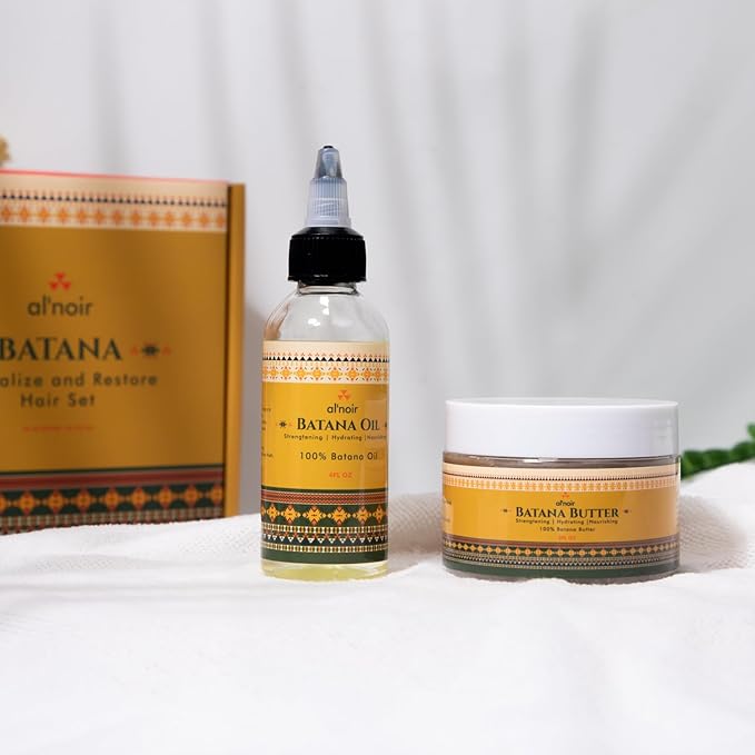PowerPak Al-noir Batana Oil Hair Care Set for Men &amp Women | 100% Raw Batana Butter + Pure Cold-Pressed Refined Batana Oil for Hair Growth Thickness Strength and Repair