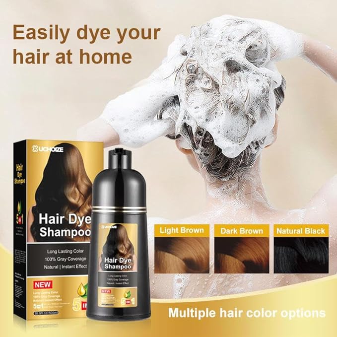 Hair Dye Shampoo 5 in 1 Hair Color Shampoo for Women &amp Men Instant Grey Coverage Herbal Natural Champu Para Canas Mujer y Hombre (Wine Red 500ml)