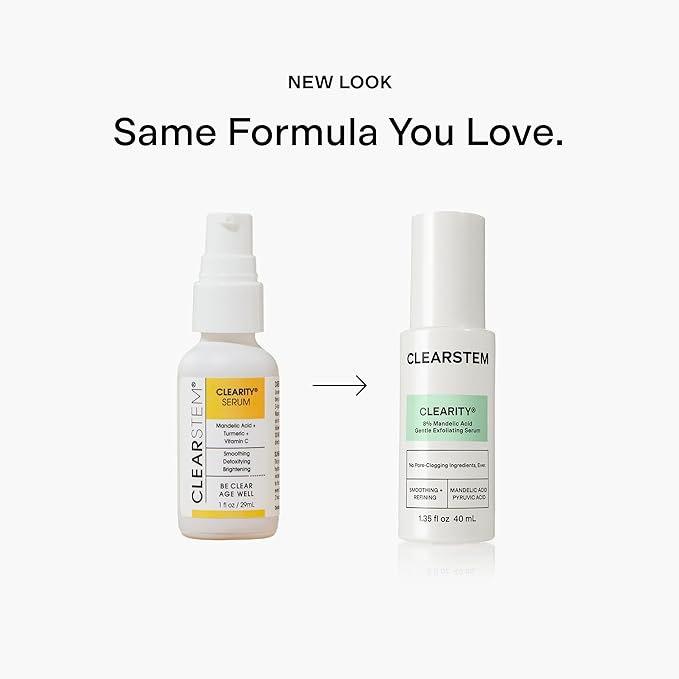 CLEARSTEM - CLEARITY The Blackhead Dissolver Mandelic Acid Serum - Vitamin C Turmeric Collagen Boost - All Skin Types - Facial Skin Care Products - Gluten Free Cruelty Free - 1 fl oz / 29ml