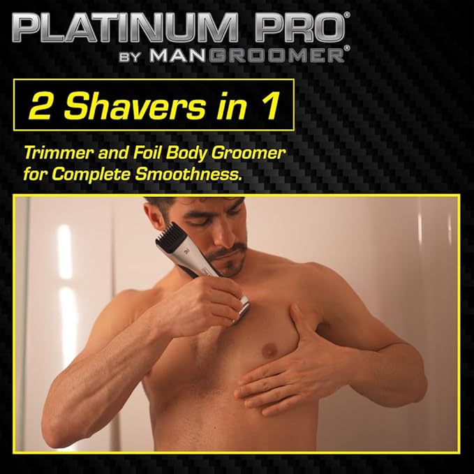 MANGROOMER - PLATINUM PRO New Body Groomer Ball Groomer and Body Trimmer with Lithium Max Battery Bonus Extra Foil and Storage Case!
