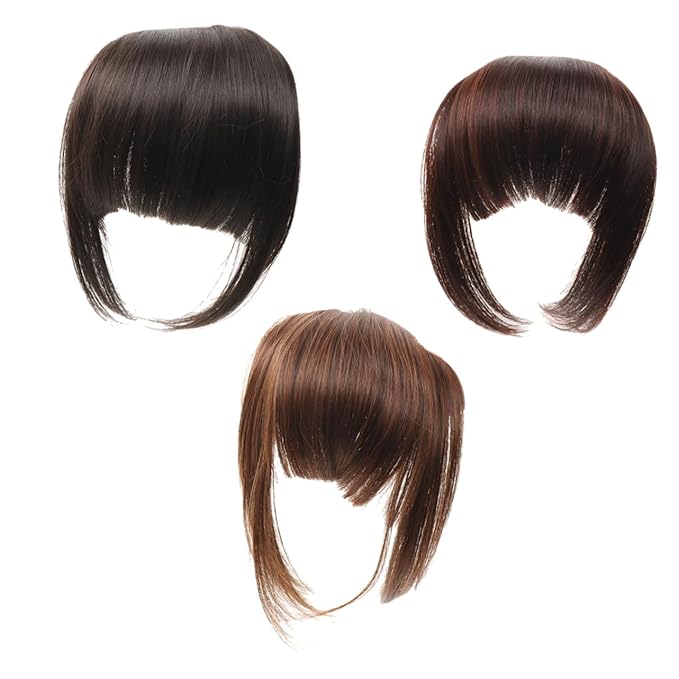 NOLITOY 9pcs Fashionable Women Hair Accessories Black Head Hair Wig Replacement Bangs Straight Extensions Flat for Heart Long Face Shapes