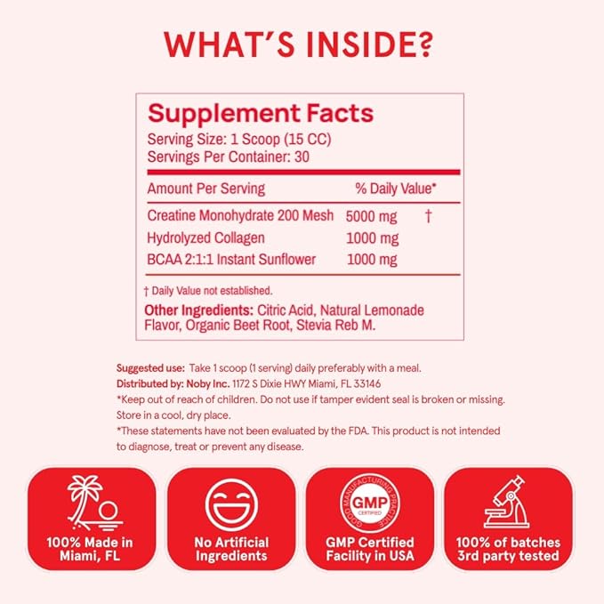 Peach Perfect Creatine Blend for Women ? Micronized Creatine Monohydrate with BCAA &amp Collagen for Glute Strength Support ? Pink Lemonade ? 30 Servings