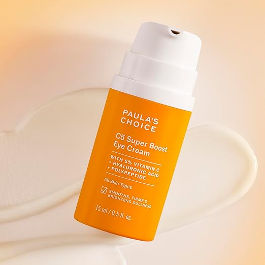 Paula's Choice C5 Super Boost Eye Cream for Dark Circles Puffy Eyes Fine Lines &amp Crow?™s Feet Eye Repair Cream with 5% Vitamin C Hyaluronic Acid &amp Peptides Fragrance Free 0.5 fl oz