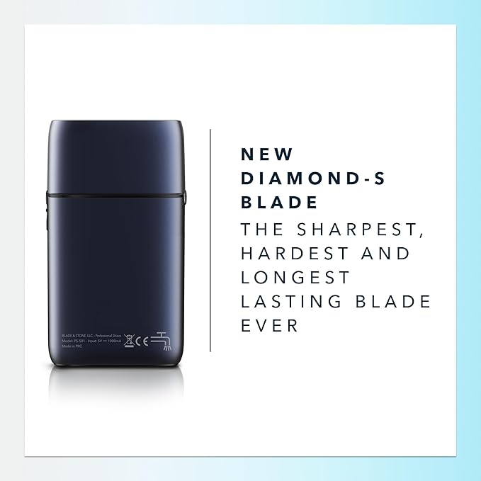 Blade &amp Stone PS501 Foil Shaver for Men ? Dual Foil Cordless Shaver with Graphene-X Blades and 8000 RPM Digital Motor ? All-Metal Rechargeable Wet and Dry Razor ? Dark Night