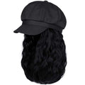 YEKEYI Beret Hat with Hair Newsboy Cap with Bob Hair Extensions Hat Wig Visor Beret Short Curly Wavy Hairpiece for Women