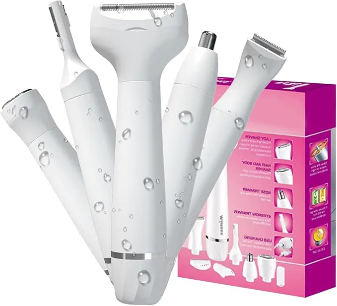 Pluxy Epil Pro 3.0 Women Face Epilator Pluxy Hair Removal for Face5-in-1 Painless Body Shaver and Facial Epilator Rechargeable Bikini Trimmer Female Shaver for Facial Legs Underarm Nose