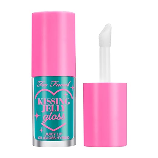 Too Faced Kissing Jelly Lip Oil Gloss | Hydrating Lip Oil + Gloss Hybrid for Instant Moisture and Shine 0.15 Fl Oz