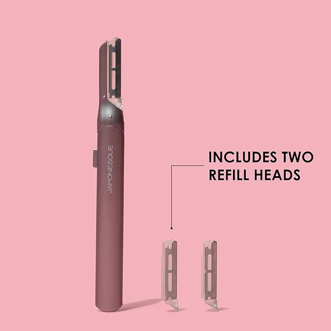 JAPONESQUE SKINTherapy LumeBlade Facial Dermaplane Razor with Soothing Red Light Therapy at the Blade Includes 2 Replacement Blades