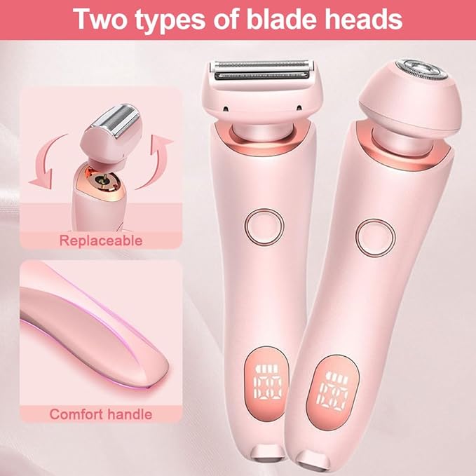 Electric Shaver 2 in 1 Women's Body Shaver Hair Remover Electric Lady Razor Waterproof Electrics Bikini Trimmer for Women (Pink+Blue)