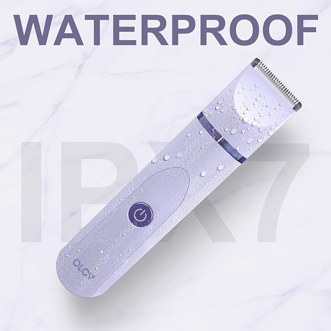 OLOV Electric Body Hair Trimmer - Groin Trimmer for Men - Bikini Trimmer Women - Wet/Dry Shaver Groomer Replaceable Ceramic Blade Heads USB Recharge Dock Waterproof Hygiene RazorPurple