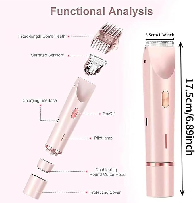 Electric Bikini Trimmer Tools for WomenIpx7 WaterproofDouble Head Detachable Shavers Razors for Facial Face Chin Underarm Eyebrow (Pink)