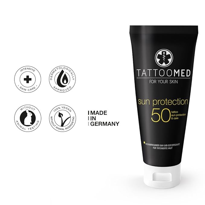 TattooMed Sun Protection SPF50 100ml - tattoo sun protection color protection tattoo care &amp cream by TattooMed