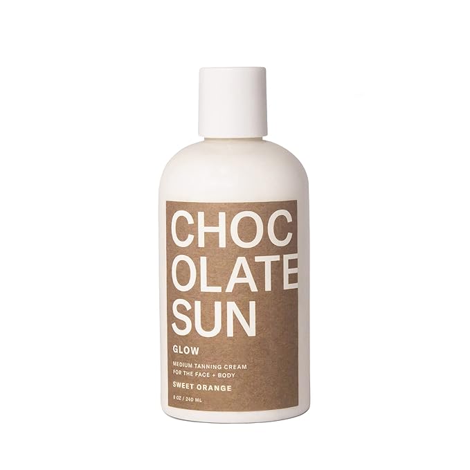 Chocolate Sun - Organic Glow Medium Tanning Cream Face &amp Body | Clean Non-Toxic Sunless Tanning (Medium 8 oz | 236 ml)
