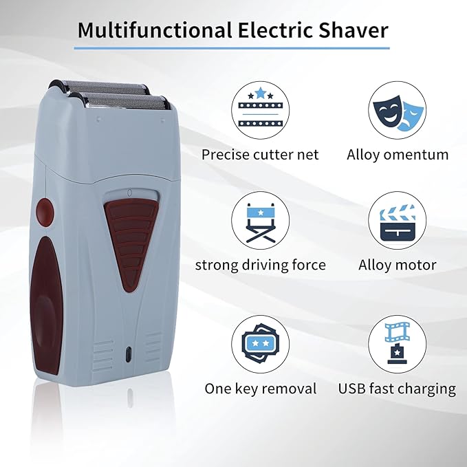 Electric Double Foil Shaver Cordless 2-in-1 Hair Trimmer Multifunctional Grooming Tool
