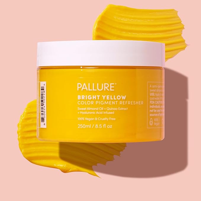 Pallure Color Pigment Refresher Mask Semi Permanent Hair Color Depositing Conditioner 8.5 Oz Bright Yellow