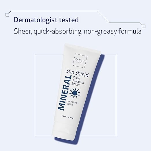 Obagi Sun Shield Hypoallergenic Mineral Sunscreen ? Broad Spectrum SPF 50 Protection from the Sun ? Sheer Quick-Absorbing Formula ? 3 oz