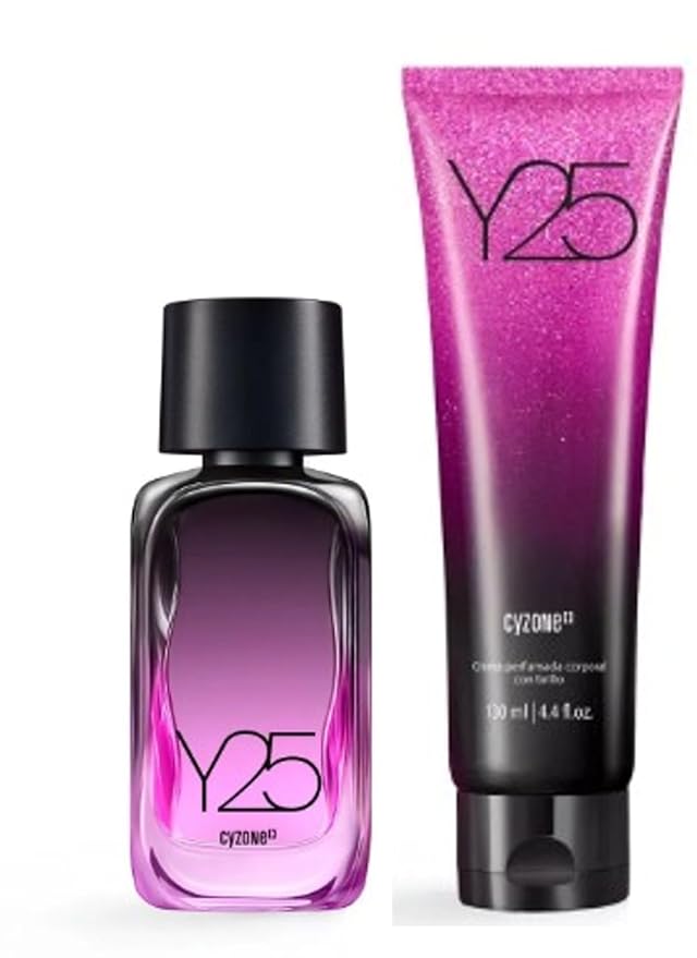 Cyzone Y25 Set: Eau De Parfum 50 ml / 1.6 fl.oz. and Scented body cream with shine 130 ml / 4.4 fl.oz.