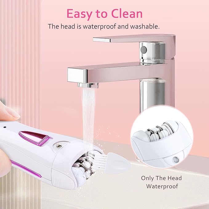 Epilator for Women Smooth Glide Epilator Facial and Body Hair Remover with LED Light Rechargeable Hair Removal Device for Face Bikini Armpits Arms and Legs
