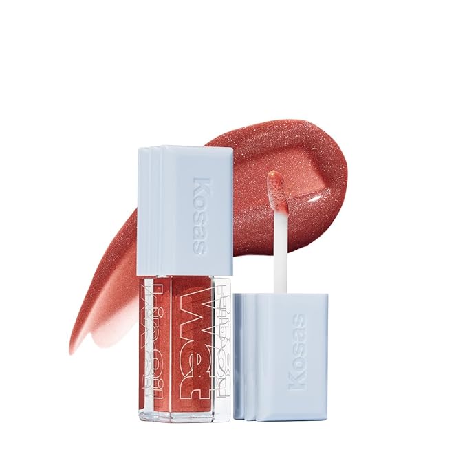 Kosas Wet Lip Oil Gloss - Hydrating Lip Plumping Treatment with Hyaluronic Acid &amp Peptides Non-Sticky Finish (Dip)