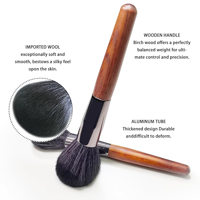 Professional Makeup Brush Set 24 Pieces with Leather Case Natural Hair Bristles Wooden Handles