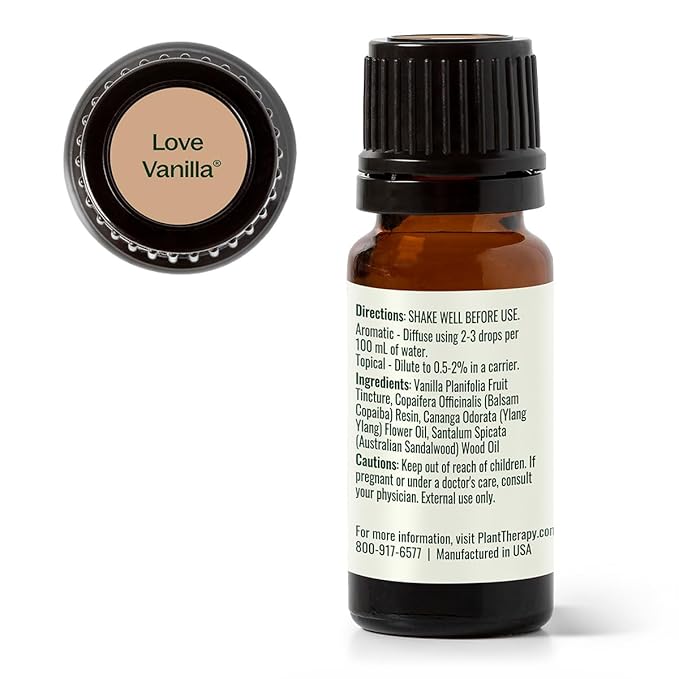 Plant Therapy Love Vanilla Essential Oil Blend 10 mL (1/3 oz) 100% Pure Undiluted Therapeutic Grade