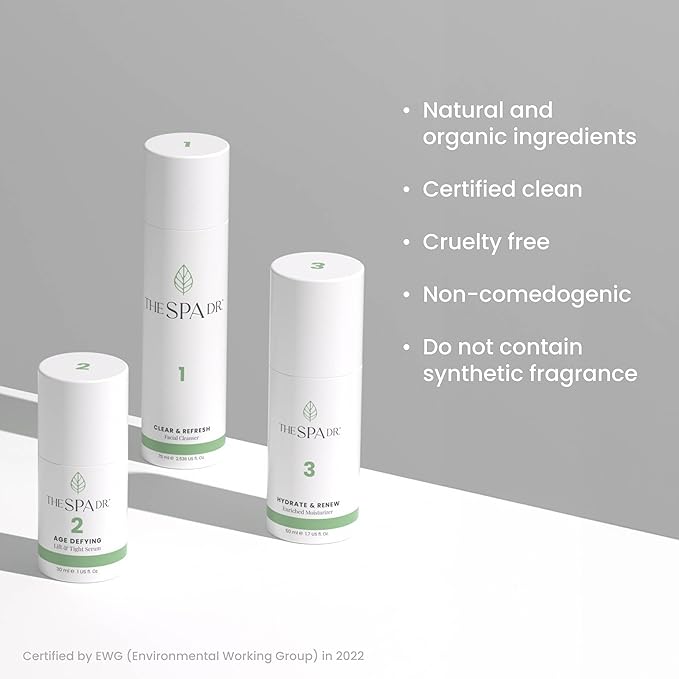 The Spa Dr. 3-Step Age-Defying Skincare System - Antiaging SkinCare Set for Women - Anti Aging Skin Care Sets for Women - Skin Care Routine: Cleanser Age Defying Lift &amp Tight Serum Moisturizer