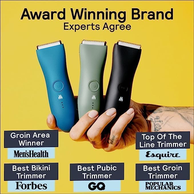 MERIDIAN - The Starter Package - Original Electric Body &amp Pubic Hair Trimmer Set 1 Replacement Blade Waterproof Rechargeable for Men and Women Onyx