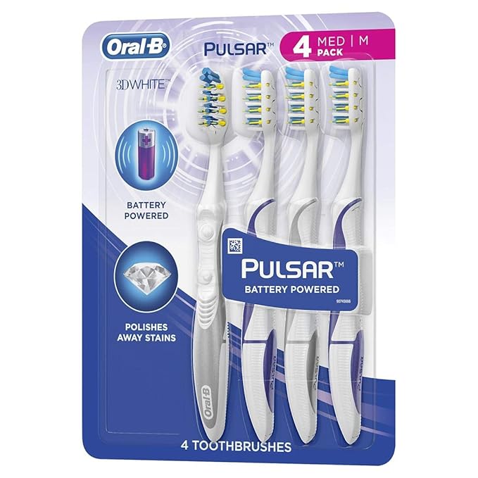 Oral-B Pulsar Vibrating Bristles Toothbrush Medium 4 Pack (Colors May Vary)