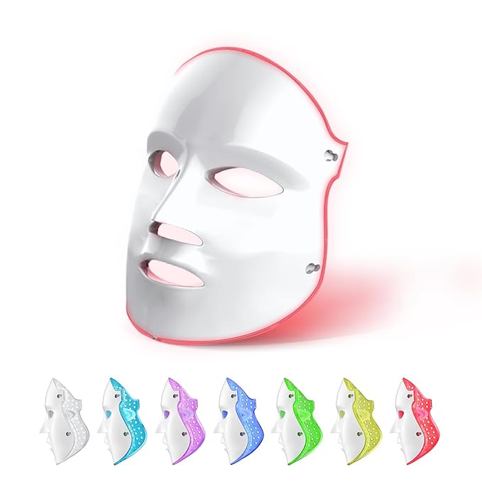 Aphrona FDA cleared LED Facial Skin Care Mask -Blue &amp Red Light Treatment Photon Mask (Pearl)