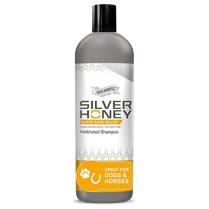 Absorbine Silver Honey Rapid Skin Relief Medicated Shampoo Medical Grade Manuka Honey &amp MicroSilver BG Rejuvenating Soothing &amp Hydrating 16 fl oz