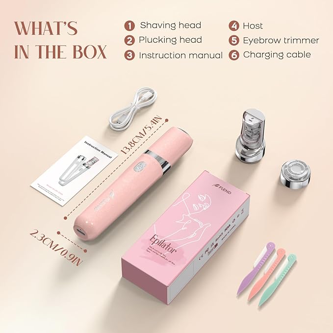 Epilator for Women 2-in-1 Facial Hair Removal Epilator Painless Designed Hair Remover with Built-in LED Light for Precision Smooth Glide Hair Remover for Women Face Lips Chin Peach Fuzz