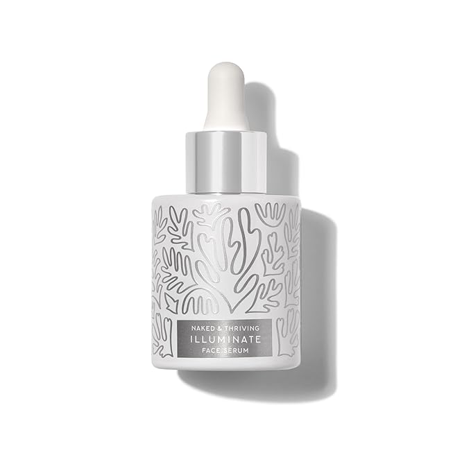 Naked &amp Thriving Illuminate BC+ Face Serum | Hyaluronic Acid Vitamin C Bakuchiol | Organic Vegan &amp Naturally-Derived Skin Care | For Mature Skin Visible Spots and Wrinkles (1.0 fl oz/30 m