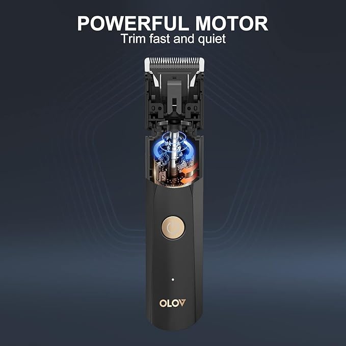 OLOV Electric Body Hair Trimmer - Groin Trimmer for Men - Bikini Trimmer Women - Wet/Dry Shaver Groomer Replaceable Ceramic Blade Heads USB Recharge Dock Waterproof Hygiene RazorBlack