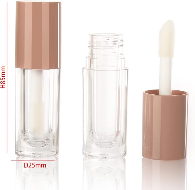 COSIDEA 30pcs Nude Empty 6ml 0.2oz Lip Gloss Tubes with Big Doe Foot WandRound Lipgloss ContainersConcealer Tube Cosmetic Packing Container Bulk Wholesale