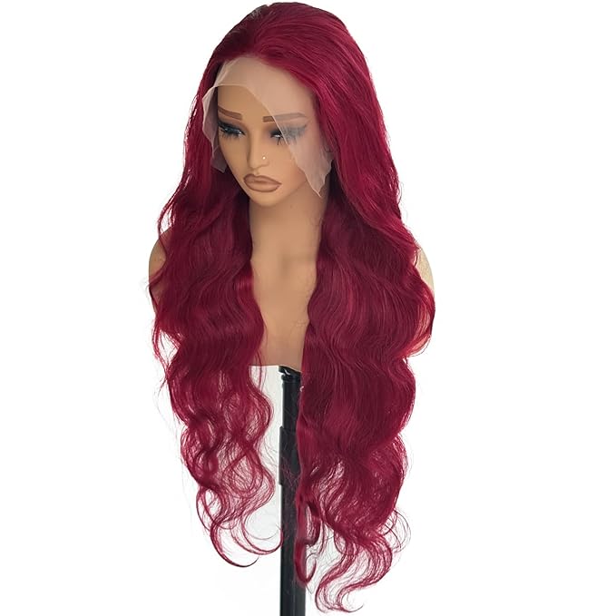 99j Burgundy Lace Front Wigs Human Hair 30 Inch Body Wave 13x6 Lace Front Wigs Human Hair 99j Red Wine Body Wave Glueless Wig Human Hair Pre Plucked Lace Frontal Wig for Black Women 180% Density