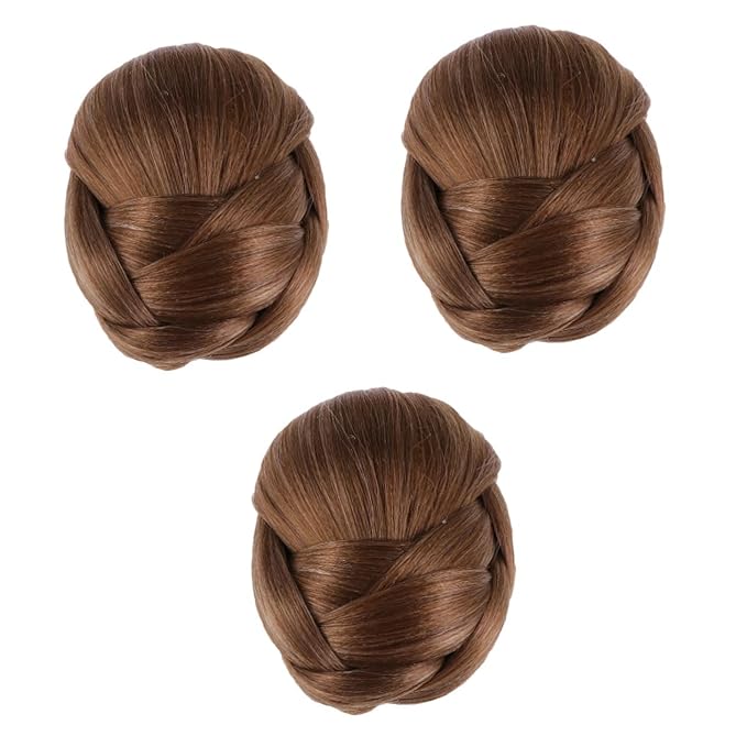 DOITOOL 3pcs Chignon Jaw Clip Bun Wig Hair Extension for Bridal Girls Wedding Hair Accessory