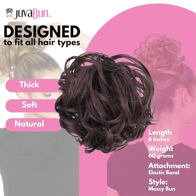 Juvabun Hair Extensions Dark Brown ? Soft Curly Hair Extensions Clip-In for Natural Volume &amp Quick Updo Styling Hair Bun Maker