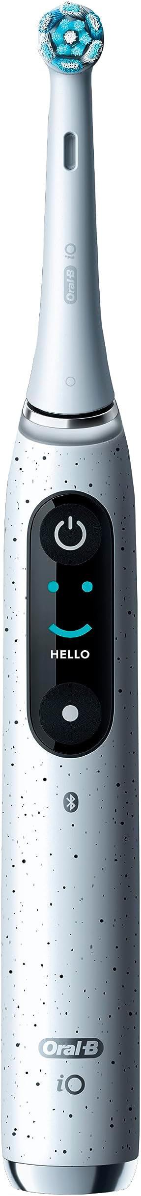 Oral-B iO Series 10 Rechargeable Electric Toothbrush with Visible Pressure Sensor to Protect Gums 2 Min Timer 7 Cleaning Settings 4 Replacement Toothbrush Heads and Charging Travel Case White