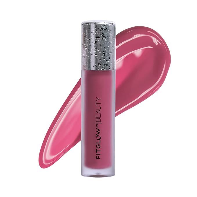 FITGLOW Beauty Lip Colour Serum | Hydrating Lip Gloss | Plumping Anti-Aging Lip Treatment | Natural Shine with Pomegranate Sterols &amp Collagen | Buildable Color for Dry Chapped Lips | Dahlia - 10g
