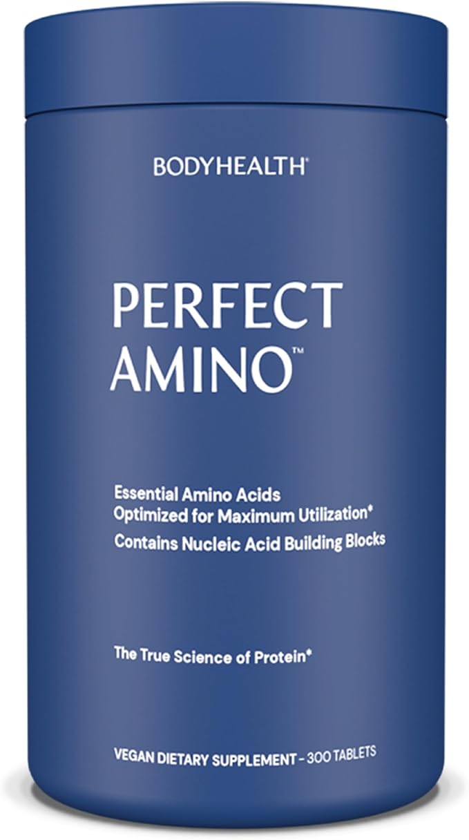 BodyHealth PerfectAmino (300 Tablets) Essential Amino Acid Supplement with BCAA and EAA Muscle Recovery Boost Energy &amp Stamina 99% Utilization Vegan Branched Chain Protein Pre/Post Workout