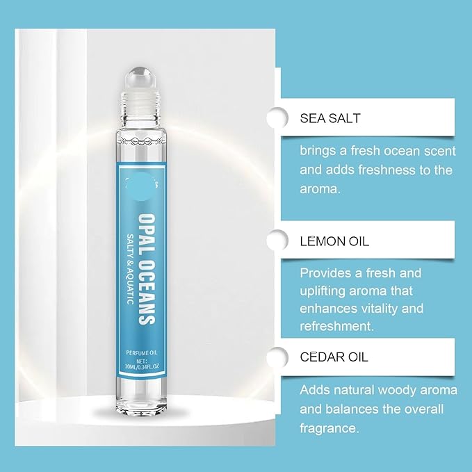 Ocean Breeze Fragrance Roll-On Perfume - Natural &amp Long-Lasting Sea Wind Scent For Refreshing Vibe Perfect For Dating(2PCS)