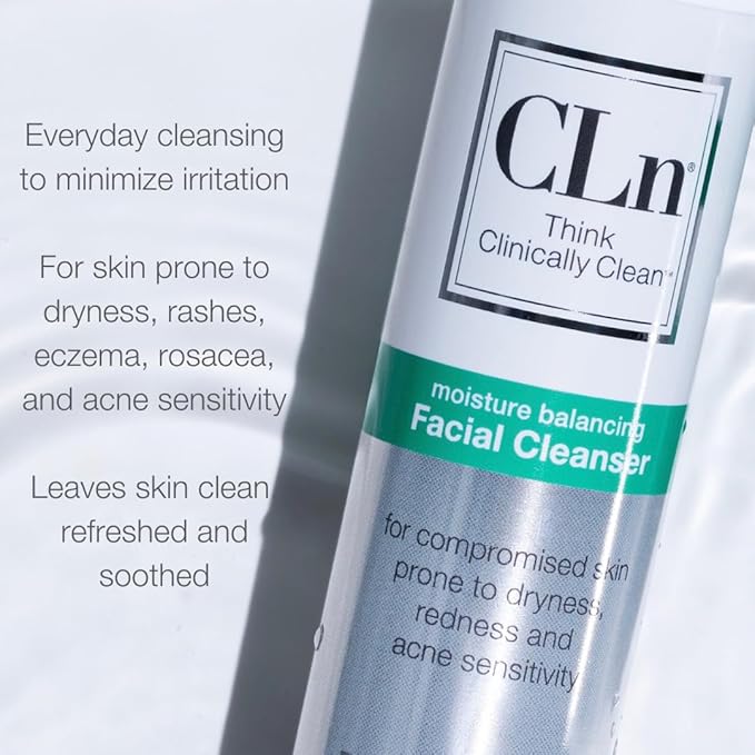 CLn® Facial Cleanser - Hydrating Facial Cleanser with Glycerin For Skin Prone to Dryness Eczema Redness Irritation &amp Acne Sensitivity Fragrance-Free &amp Paraben-Free 3.4 fl. oz.