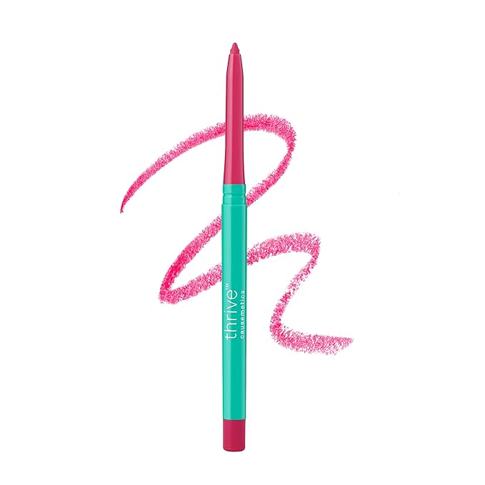 Thrive Causemetics Lip Filler Long-Wearing + Plumping Lip Liner Shea Butter Hydrating Lip Plumper Retractable Lip Liner Pencil Built In Sharpener Vegan &amp Cruelty Free Ebony (Fuchsia Pink)