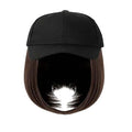 Woman Baseball Cap with Hair Extensions Straight Short Bob Hairstyle Adjustable Wig Hat 14inch Duck Tongue Hat Wig