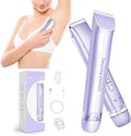 2-in-1 Electric Shaver &amp Bikini Trimmer for Women - Painless Electric Razor for FaceBody &amp Intimate AreasCordless Wet/Dry Shaver with Dual BladesWaterproof for Shower&ampTravel (Lavender P