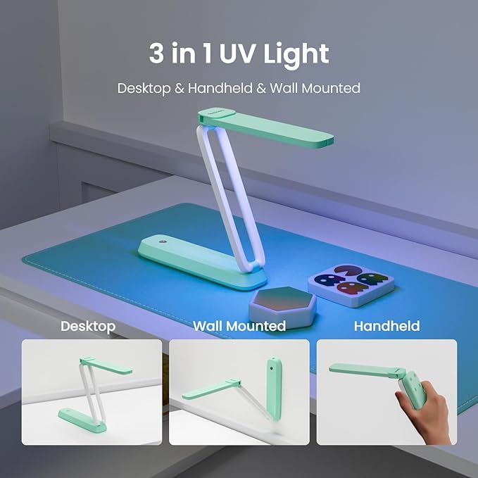 Resiners UV Light for Resin Curing UV Resin Light Wireless &amp Rechargeable UV Lamp 3-in-1 Uses Foldable Blacklight Ultraviolet LED Craft Supplies Tools for Resin Molds Jewelry Making DIY Dec